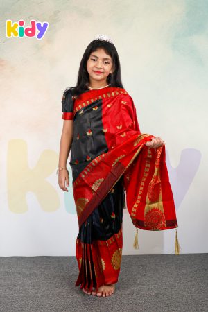BS-05 বেবি রেডি কালো  কাতান শাড়ি