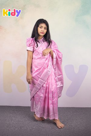BS-07 বেবি রেডি গোলাপি  কাতান শাড়ি