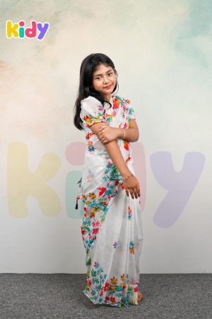 BS-29 বেবি রেডি হাফ সিল্ক প্রিন্ট শাড়ি