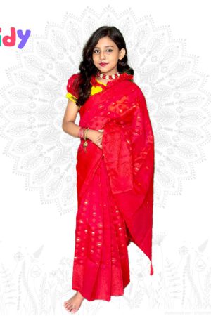 BS-22 বেবি রেডি লাল জামদানী  শাড়ি