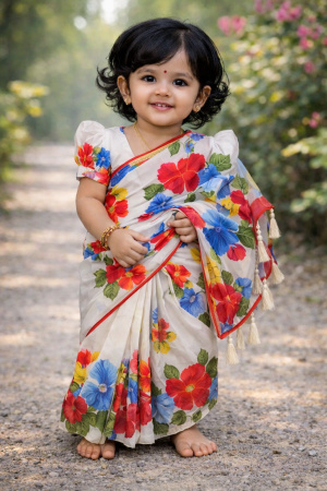 bs 43 বেবি রেডি হাফ সিল্ক প্রিন্ট শাড়ি (copy)