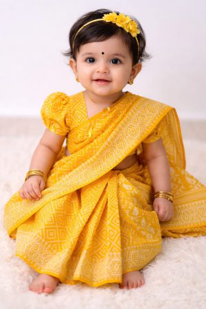 bs 72 বেবি রেডি হাফ সিল্ক প্রিন্ট শাড়ি