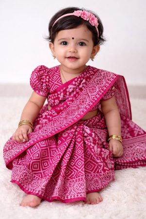 bs 72 বেবি রেডি হাফ সিল্ক প্রিন্ট শাড়ি